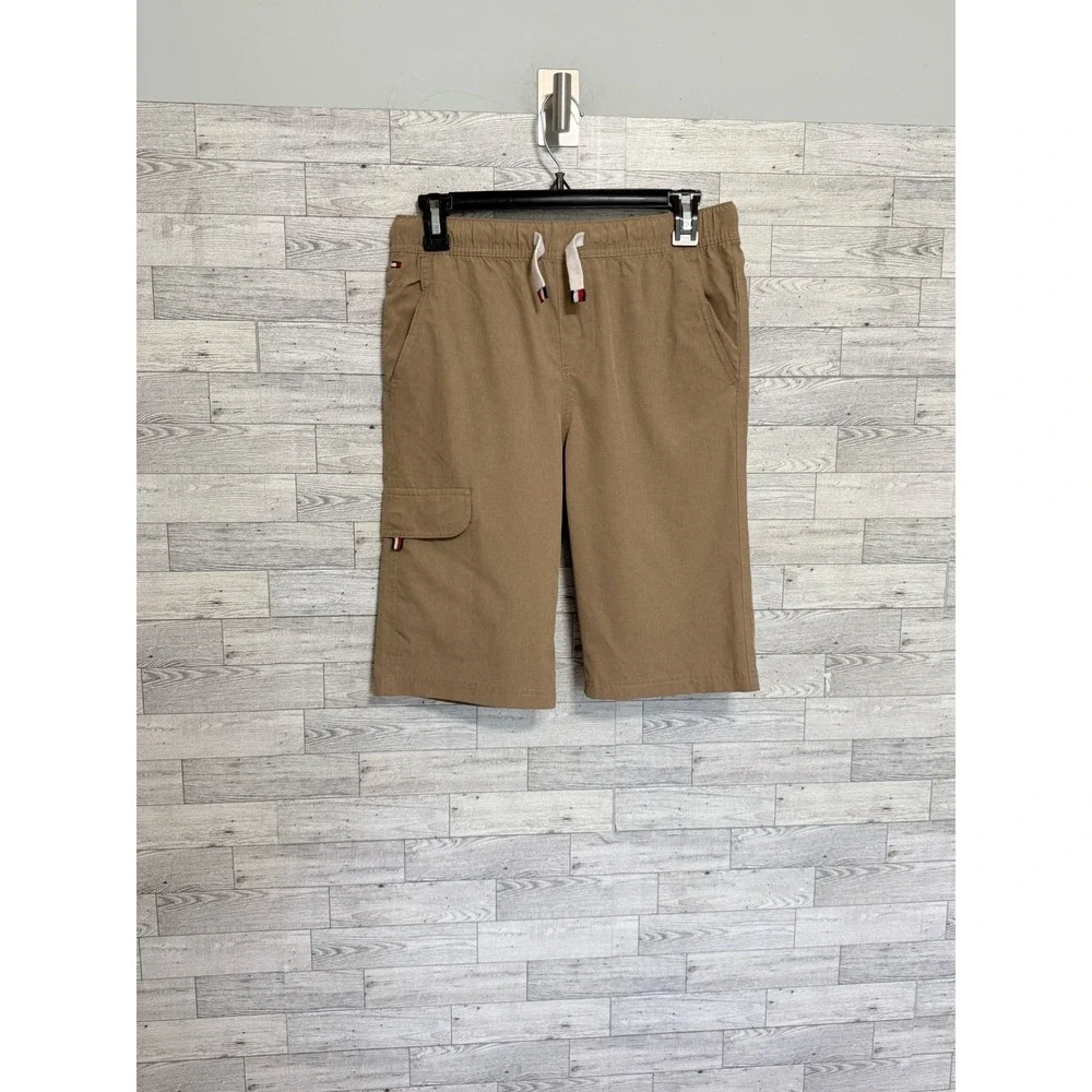 Tommy Hilfiger Boys Youth Khaki‎ Cargo Shorts Elastic Waist Tan Size L 16/18